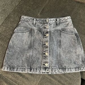 Abercrombie And Fitch Jean Skirt Button Up Black Vintage Wash Mini - Size 8/29